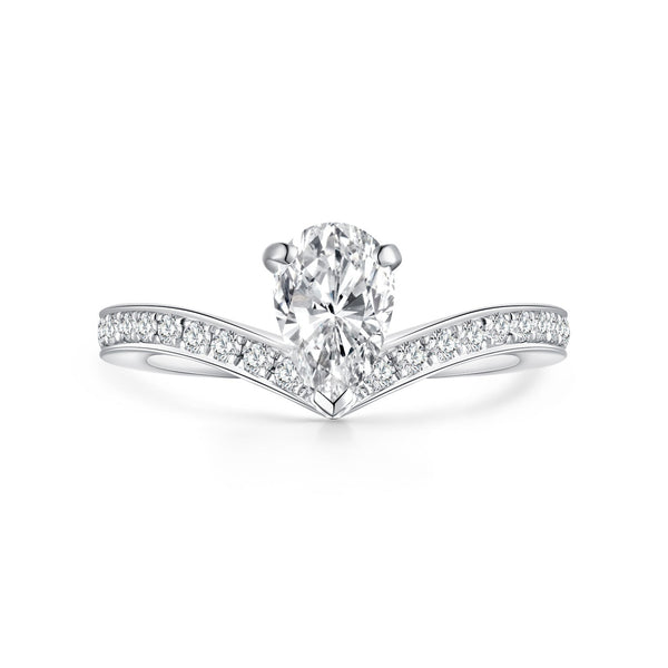 18K Gold Crown Pear-Cut Lab-Grown Diamond Ring – 0.62ct Pearl Unique