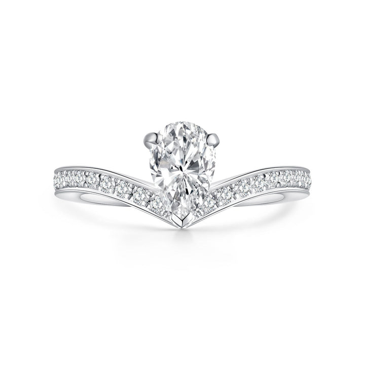 18K Gold Crown Pear-Cut Lab-Grown Diamond Ring – 0.62ct Pearl Unique