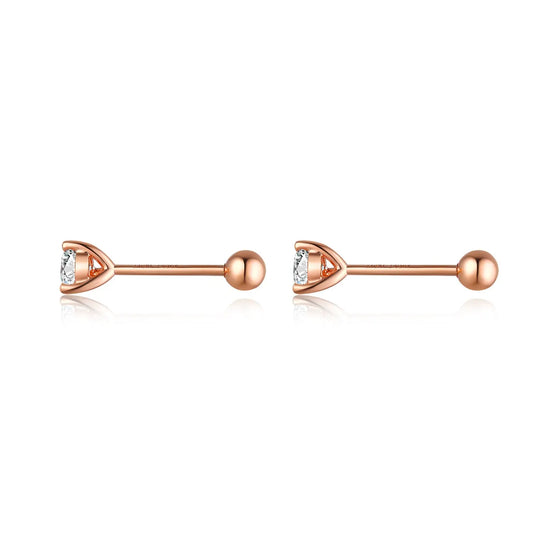 18K Gold Lab-Grown Diamond Stud Earrings – Classic 3-Prong Solitaire Design Pearl Unique