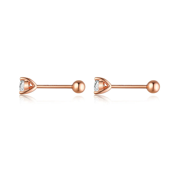 18K Gold Lab-Grown Diamond Stud Earrings â€?Classic 3-Prong Solitaire Design Pearl Unique
