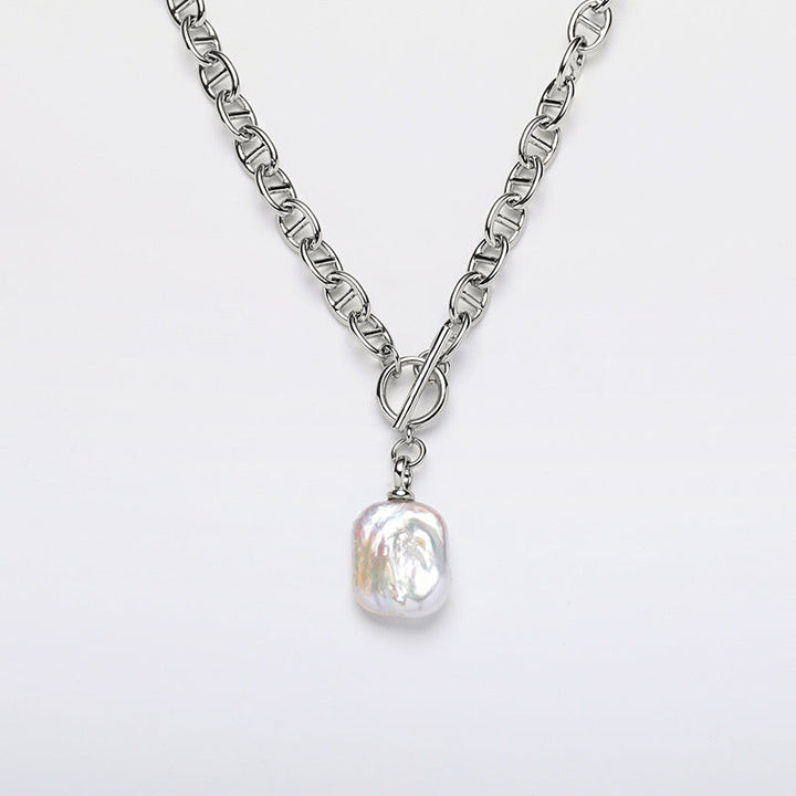 Mystery Baroque Pearl Pendant Necklace | Short Chain | Minimalist Luxury Choker Pearl Unique