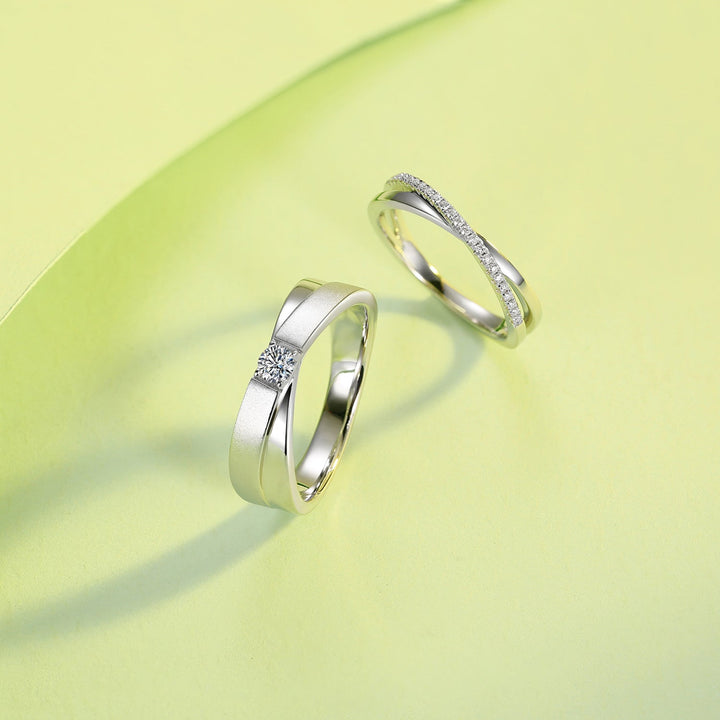 Moissanite Couple Rings â€?S925 Sterling Silver His & Hers Matching Bands Pearl Unique