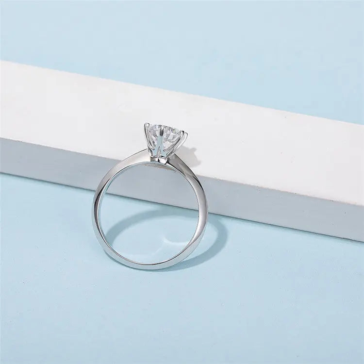 Certified Moissanite Solitaire Ring – 1.5ct / 2ct / 3ct / 5ct | S925 Sterling Silver 6-Prong Setting Pearl Unique