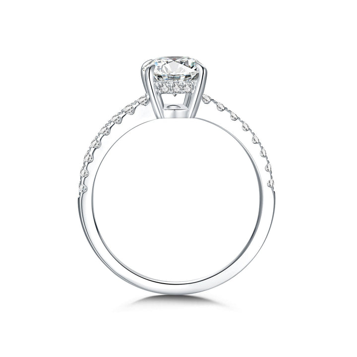 Classic 18K Gold Lab-Grown Diamond Engagement Ring – 1.1ct Oval Cut Pearl Unique