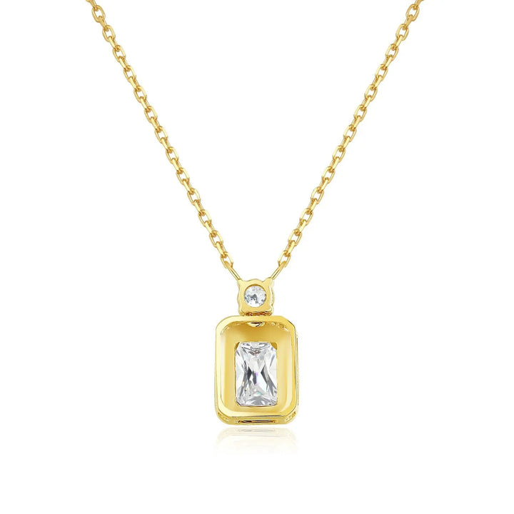 14K Gold Lab-Grown Diamond Pendant Necklace â€?0.5ct Emerald Cut Halo Design (Gold / White Gold) Pearl Unique