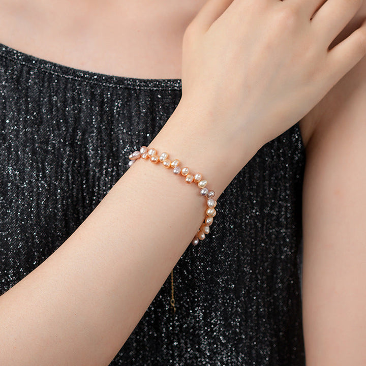 Natural Freshwater Pearl Bracelet | 4mm Irregular Lavender & Pink Pearls | Minimalist Luxe Design Pearl Unique