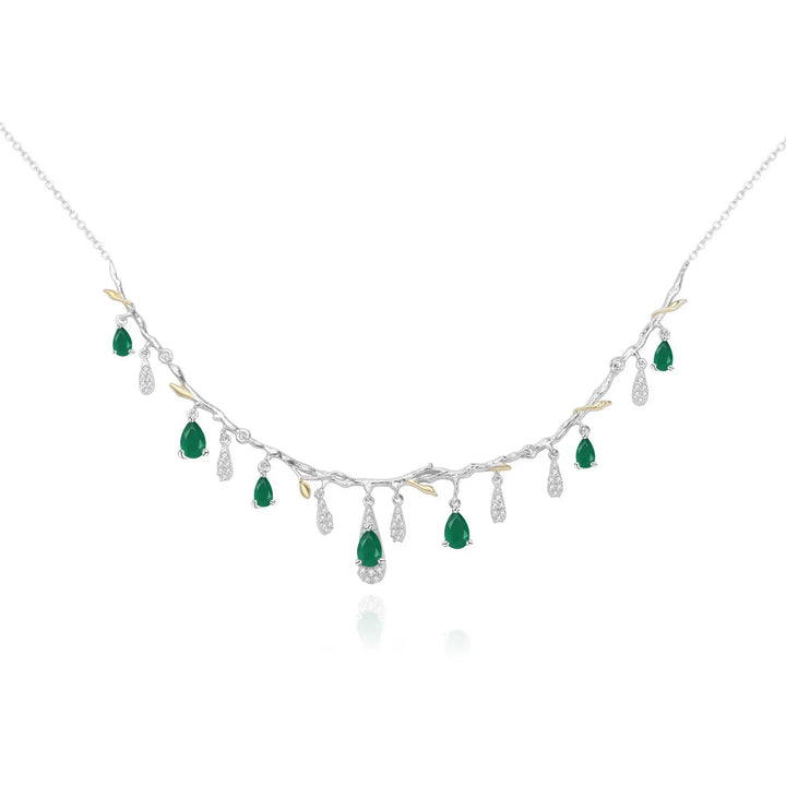 Natural Sky Blue Topaz & CZ Drop Necklace â€?Sterling Silver with Gold Accents Pearl Unique