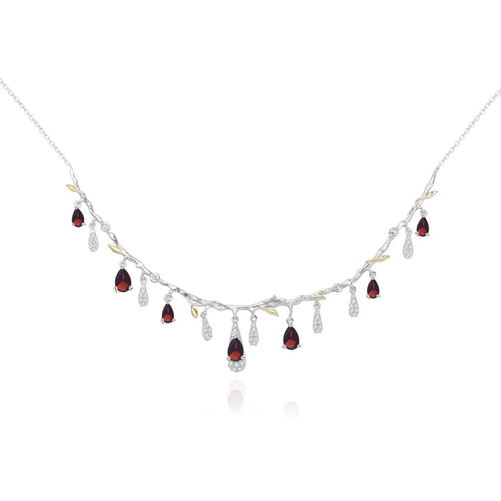 Natural Sky Blue Topaz & CZ Drop Necklace â€?Sterling Silver with Gold Accents Pearl Unique