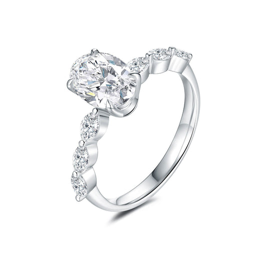 Unique 18K Gold Lab-Grown Diamond Engagement Ring – 1.2ct Oval Design Pearl Unique
