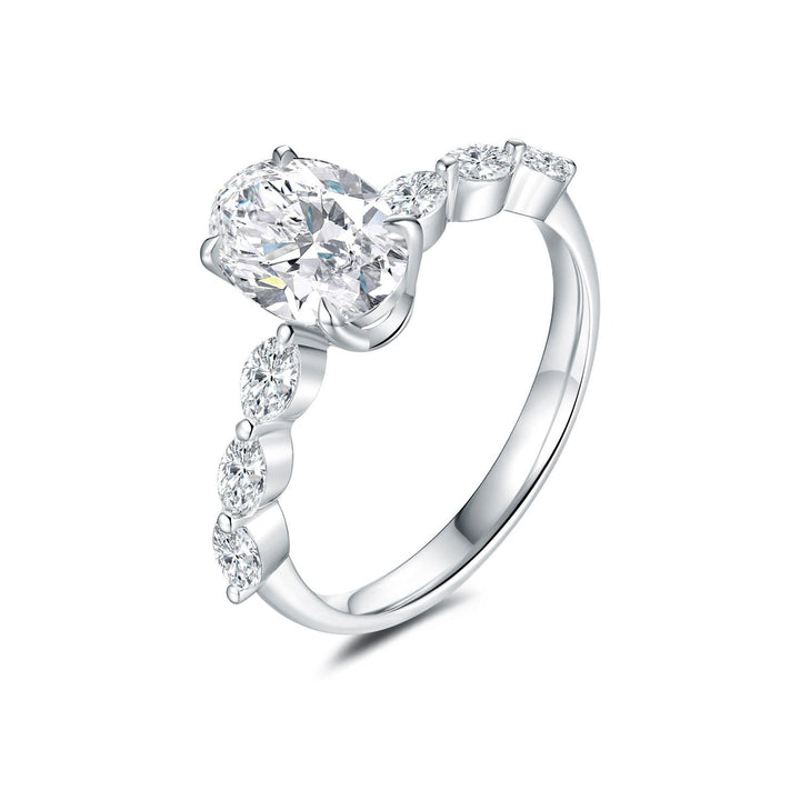 Unique 18K Gold Lab-Grown Diamond Engagement Ring – 1.2ct Oval Design Pearl Unique
