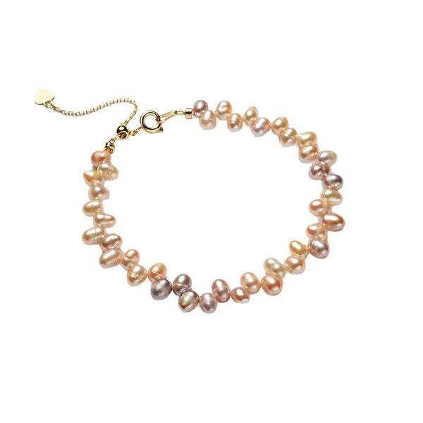 Natural Freshwater Pearl Bracelet | 4mm Irregular Lavender & Pink Pearls | Minimalist Luxe Design Pearl Unique