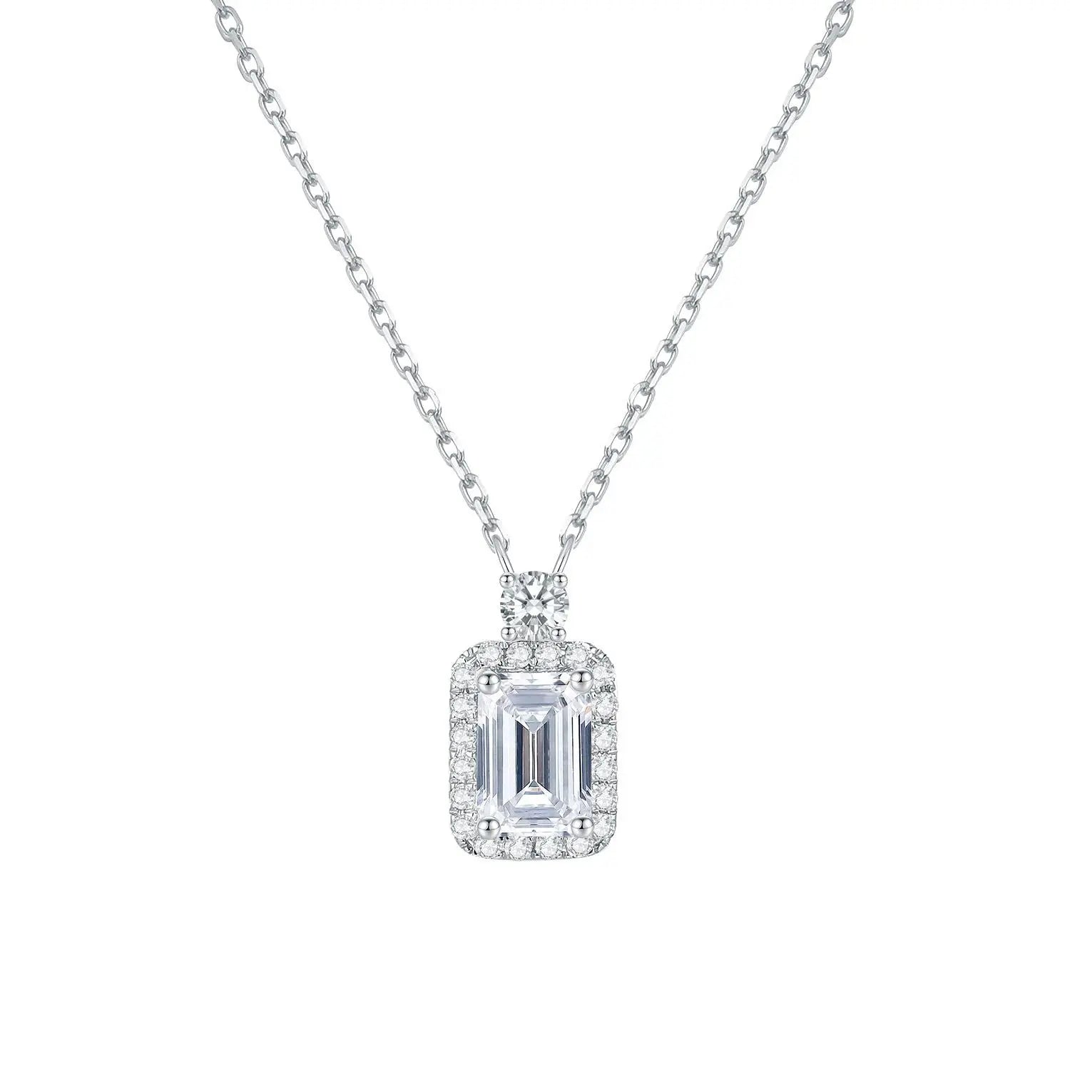 14K Gold Lab-Grown Diamond Pendant Necklace – 0.5ct Emerald Cut Halo Design (Gold / White Gold) Pearl Unique