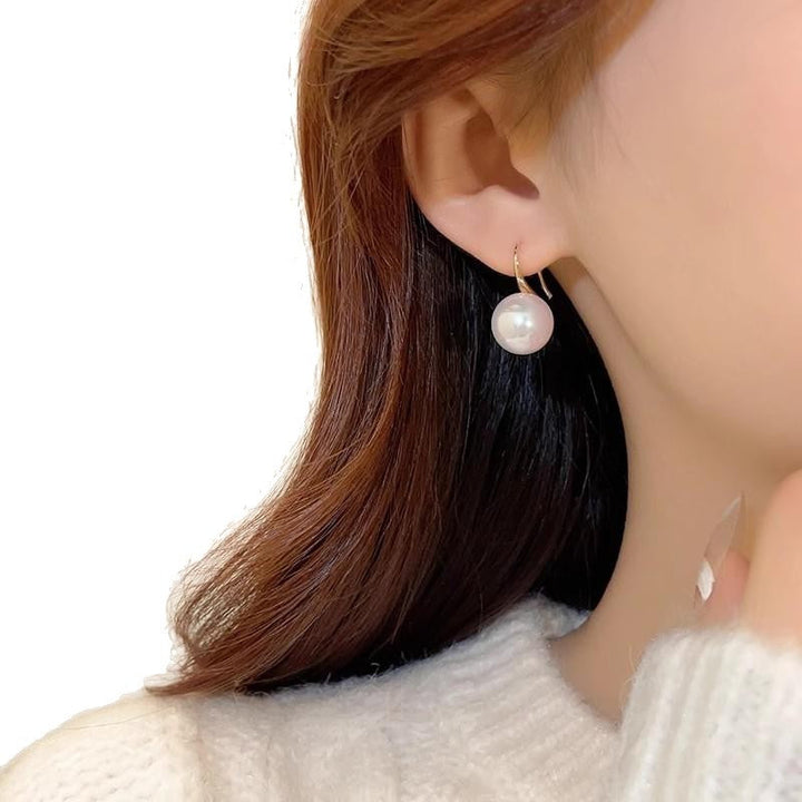 8mm White Pearl Drop Earrings | Gold-Tone Stiletto Heel Design | Elegant Statement Jewelry Pearl Unique