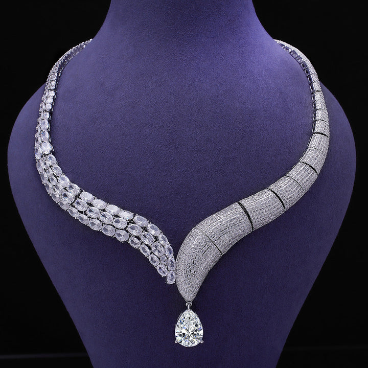 Luxury 4-Piece Jewelry Set â€?Necklace, Earrings, Ring & Bracelet with 3A Cubic Zirconia, Bridal Accessories Pearl Unique