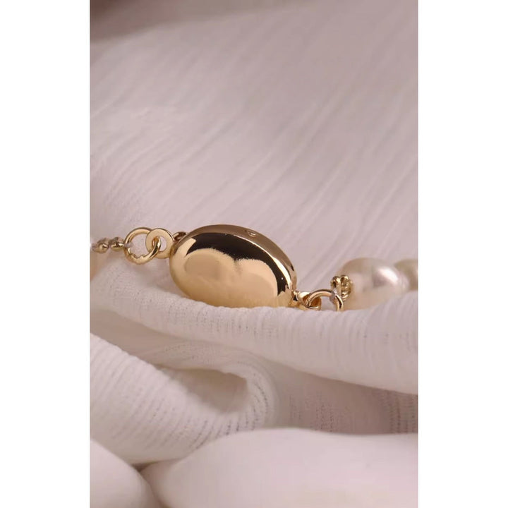[Handcrafted] 10mm Natural Freshwater Pearl Necklace | High-Luster Round Pearls | Silver Yuanbao Clasp Pearl Unique