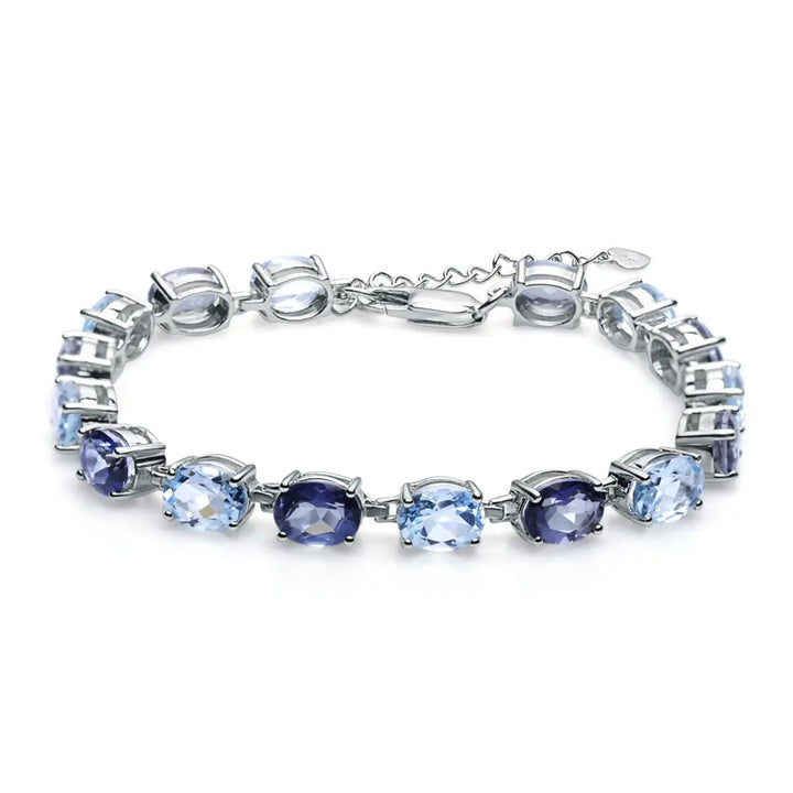 Mystic Quartz & Sky Blue Topaz Bracelet â€?925 Sterling Silver Natural Gemstone Bracelet Pearl Unique