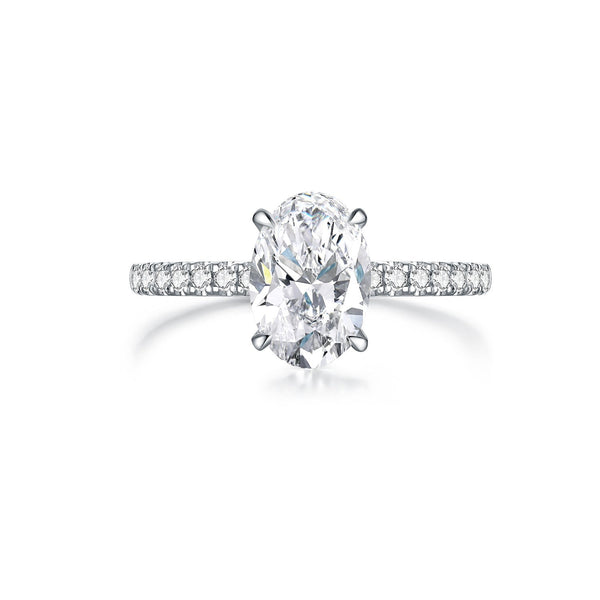 Classic 18K Gold Lab-Grown Diamond Engagement Ring – 1.1ct Oval Cut Pearl Unique