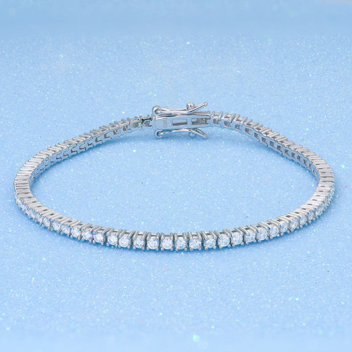 S925 Sterling Silver Moissanite Tennis Bracelet â€?Full Pavé 2-6mm Stones, Luxury Unisex Jewelry Pearl Unique