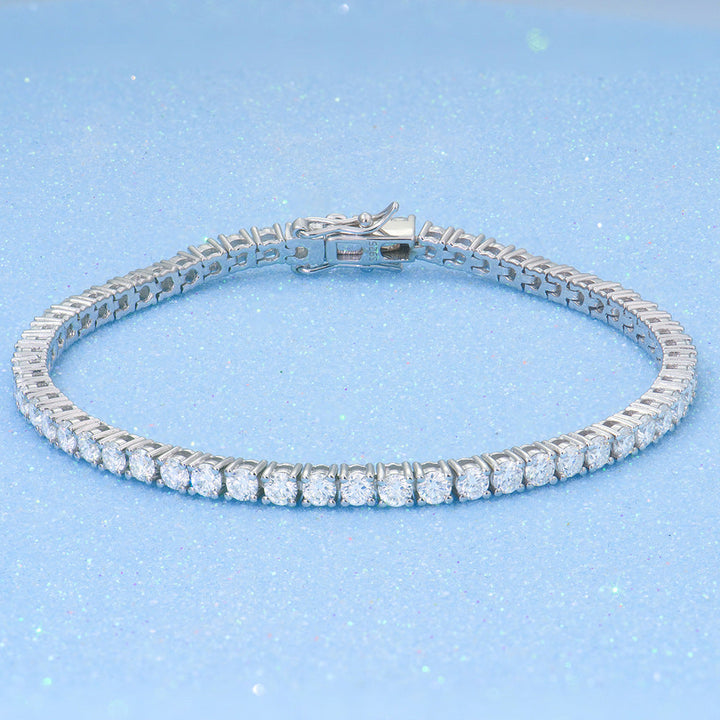 S925 Sterling Silver Moissanite Tennis Bracelet â€?Full Pavé 2-6mm Stones, Luxury Unisex Jewelry Pearl Unique