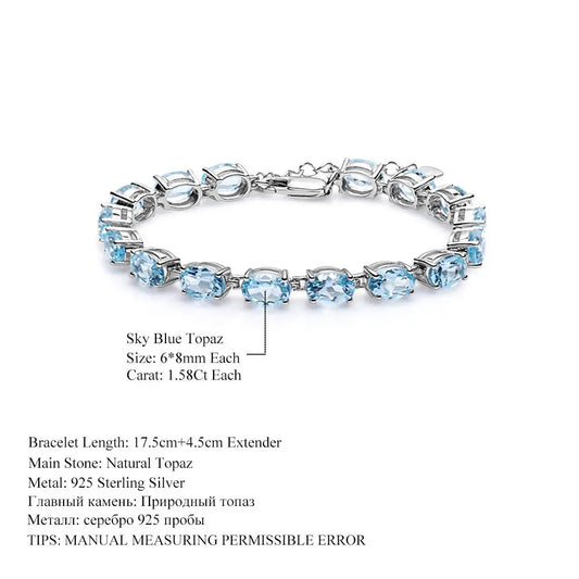 Mystic Quartz & Sky Blue Topaz Bracelet – 925 Sterling Silver Natural Gemstone Bracelet Pearl Unique