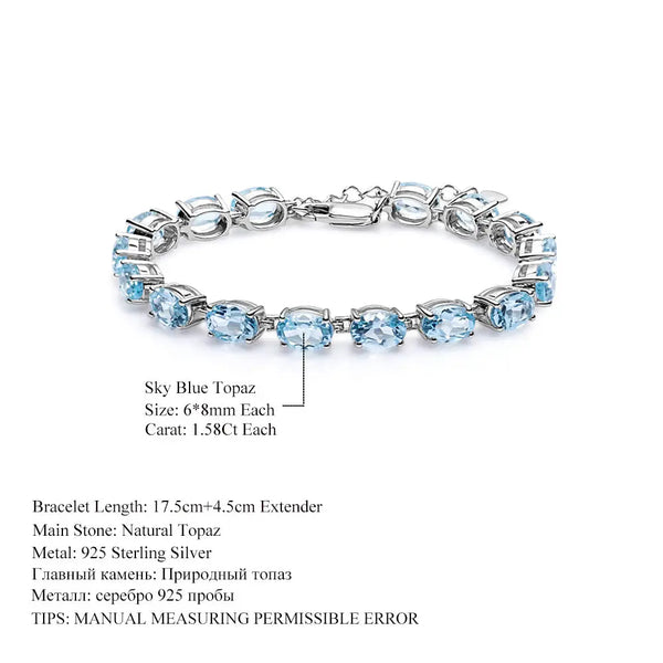 Mystic Quartz & Sky Blue Topaz Bracelet â€?925 Sterling Silver Natural Gemstone Bracelet Pearl Unique