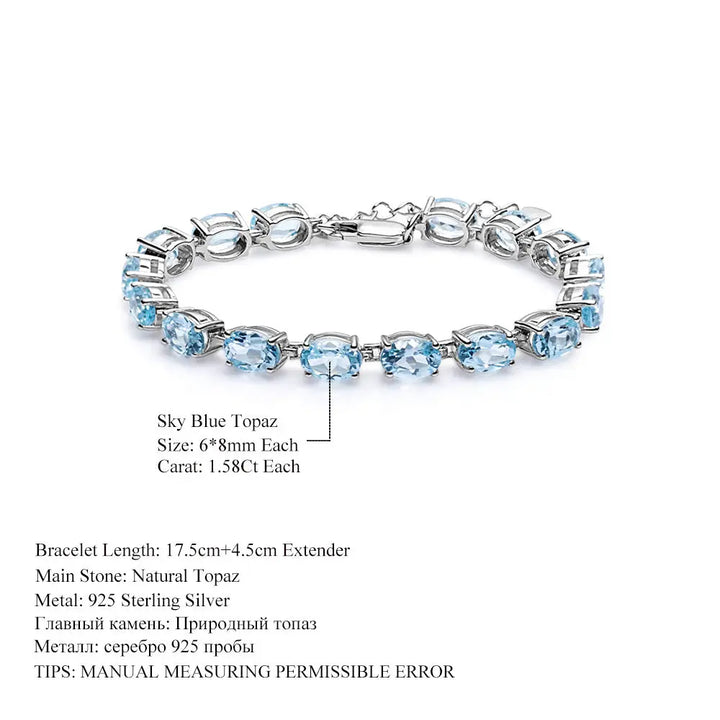 Mystic Quartz & Sky Blue Topaz Bracelet â€?925 Sterling Silver Natural Gemstone Bracelet Pearl Unique