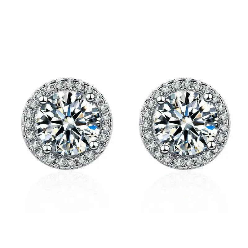 6.5mm 1.0Ct. Imitation D Color Moissanite Round Bag Ring Earrings Necklace Bracelet Set Pearl Unique
