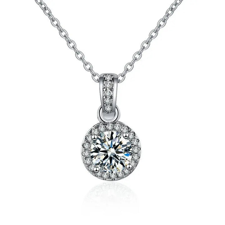 6.5mm 1.0Ct. Imitation D Color Moissanite Round Bag Ring Earrings Necklace Bracelet Set Pearl Unique