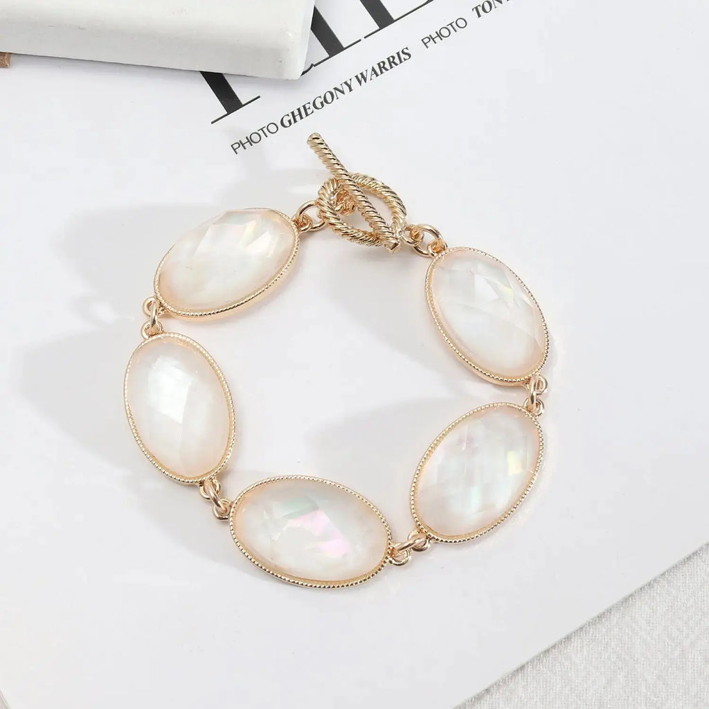 Abalone Shell White Shell Faceted Resin Texture Exquisite Girl Bracelet - Pearl Unique