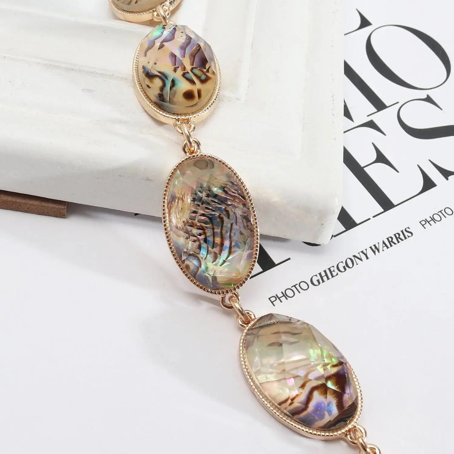 Abalone Shell White Shell Faceted Resin Texture Exquisite Girl Bracelet - Pearl Unique