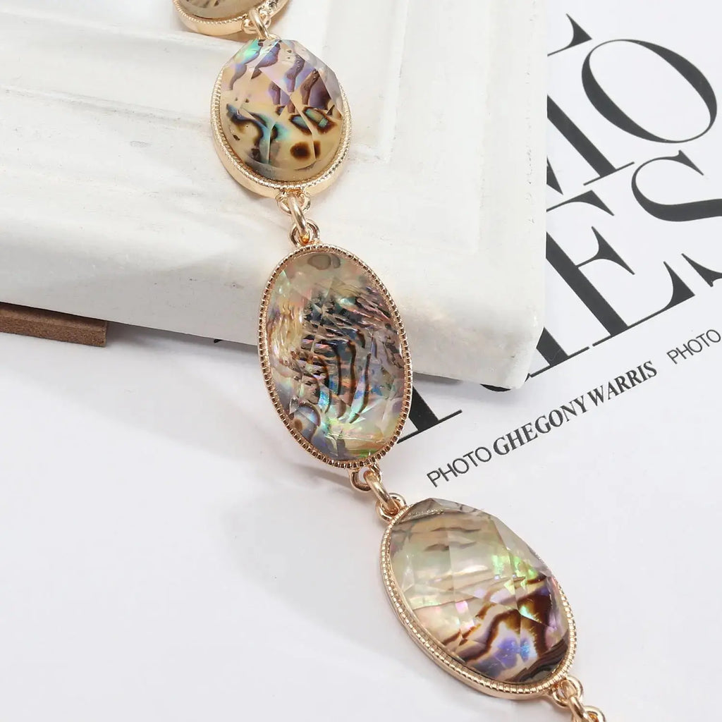 Abalone Shell White Shell Faceted Resin Texture Exquisite Girl Bracelet - Pearl Unique