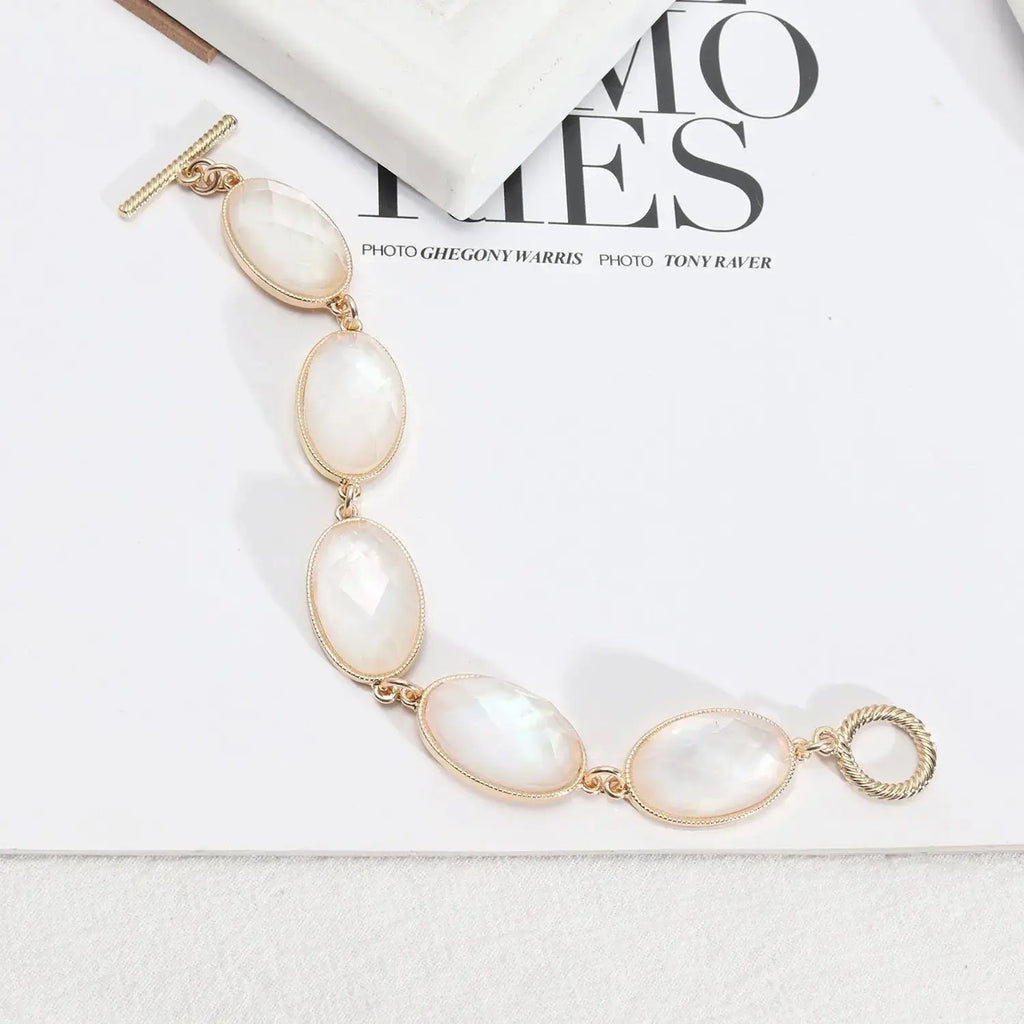 Abalone Shell White Shell Faceted Resin Texture Exquisite Girl Bracelet - Pearl Unique