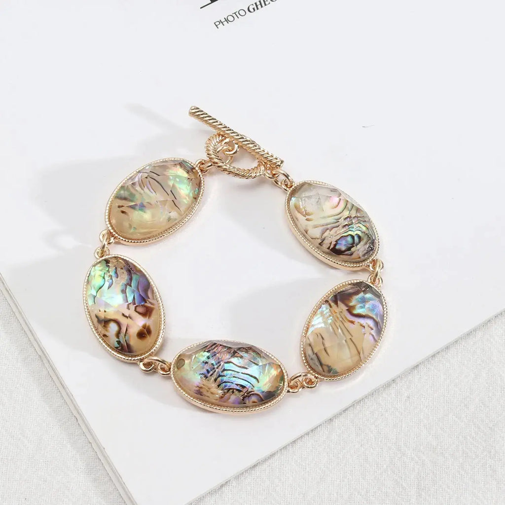 Abalone Shell White Shell Faceted Resin Texture Exquisite Girl Bracelet - Pearl Unique