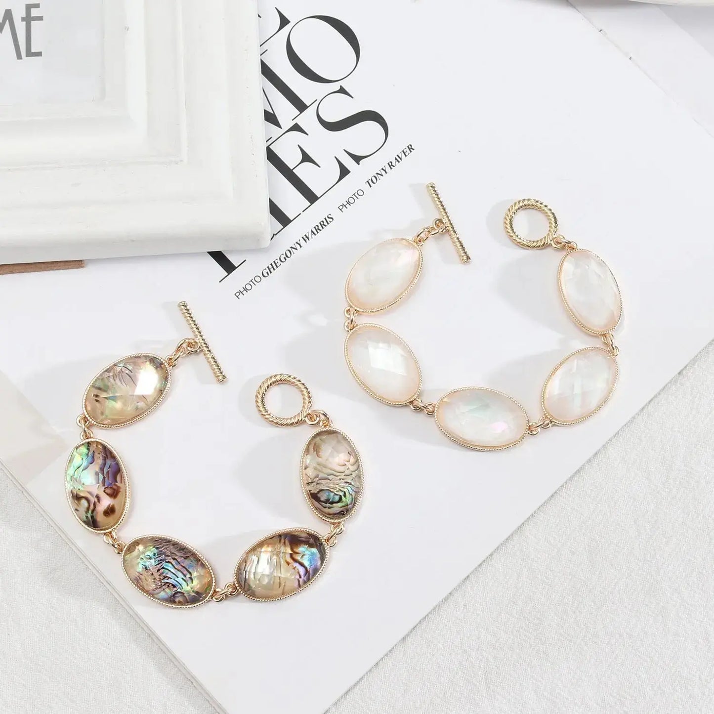 Abalone Shell White Shell Faceted Resin Texture Exquisite Girl Bracelet - Pearl Unique