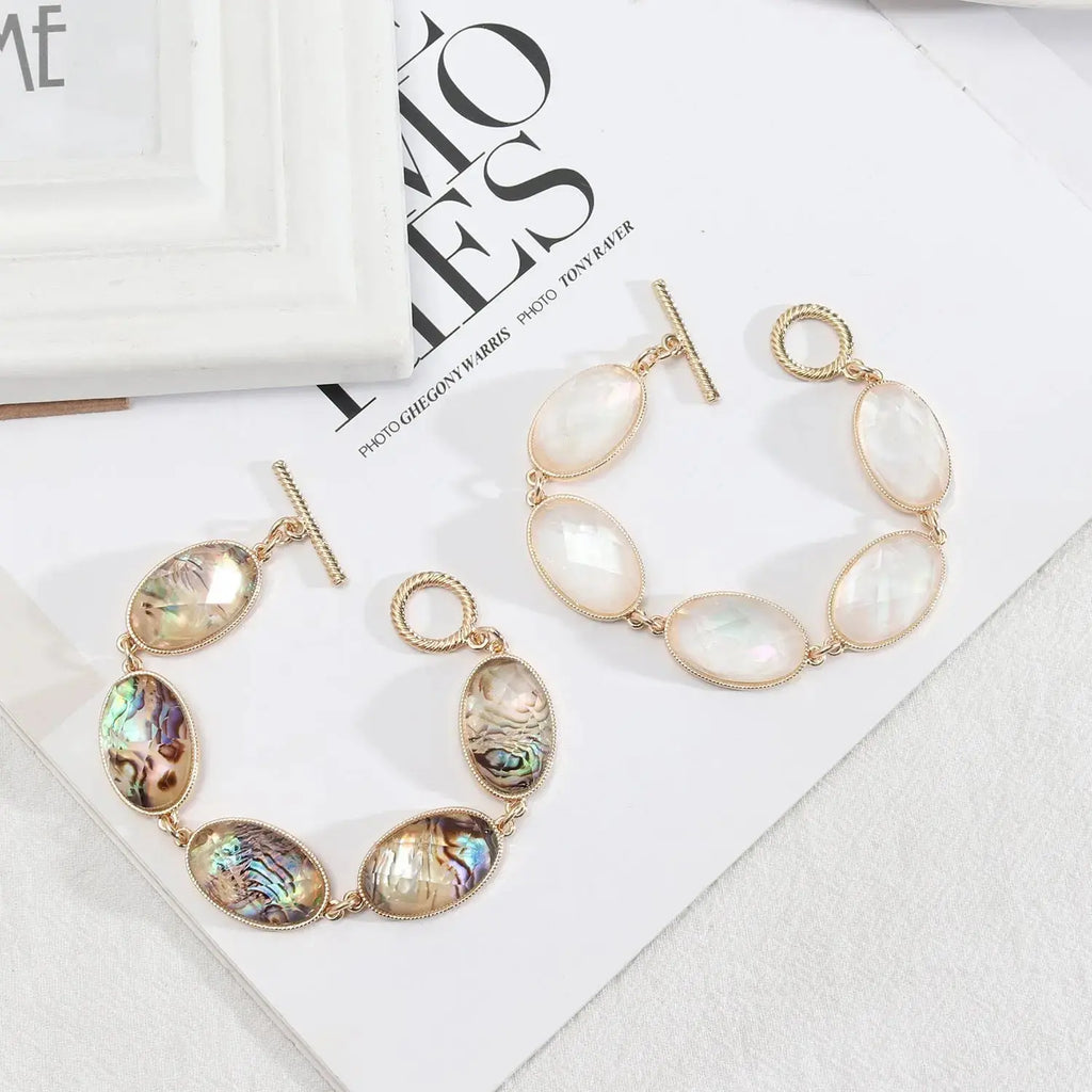 Abalone Shell White Shell Faceted Resin Texture Exquisite Girl Bracelet - Pearl Unique