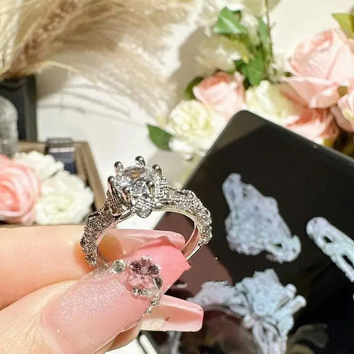 Camellia Galaxy Design Bouquet Princess on the Run Series Ring - Pearl Unique