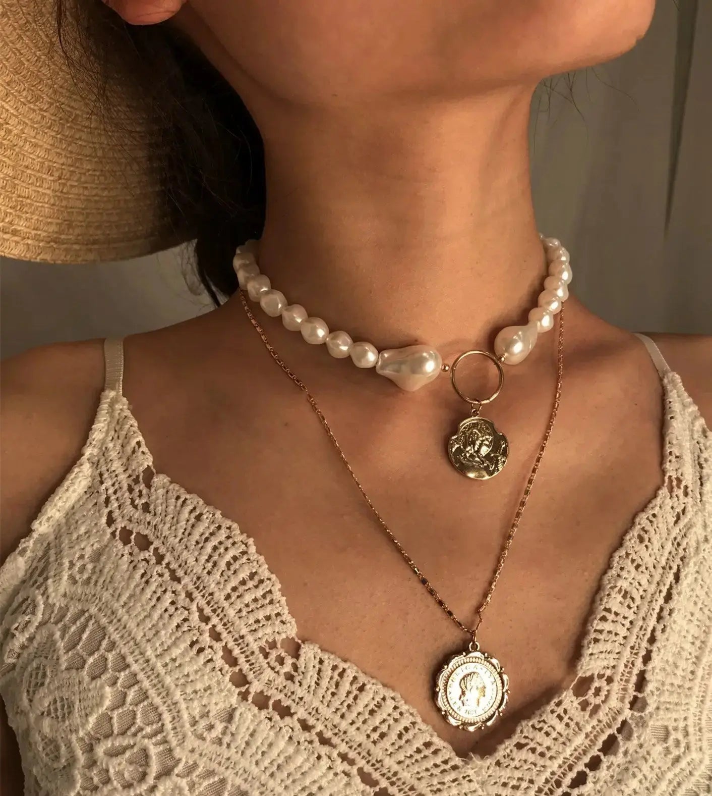 Ethnic Stylenmix and Match Handmade Multi - layer Special - shaped Pearl Rice Bead Collarbone Choker - Pearl Unique