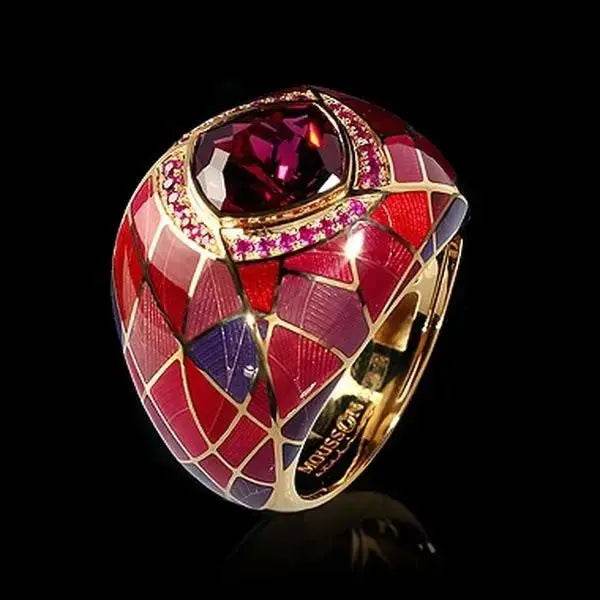 Fashionable designed blue gemstone inlaid zirconium rings retro dripping oil design jewelry. - Pearl Unique
