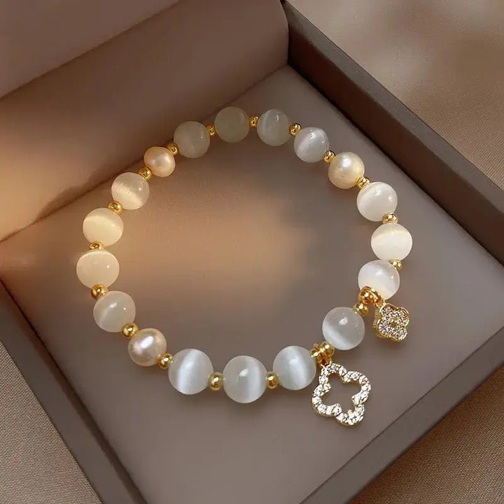 Four - leaf Clover Crystal Opal Bracelet - Pearl Unique