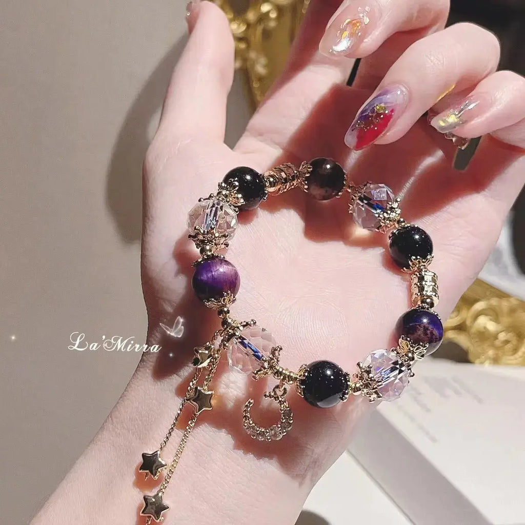 Gentian Stone Crystal Bracelet Blue Sandstone Small Fragrant Gorgeous Court French - Pearl Unique