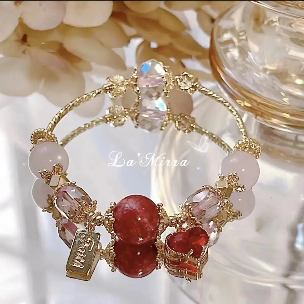 Gentian Stone Crystal Bracelet Blue Sandstone Small Fragrant Gorgeous Court French - Pearl Unique