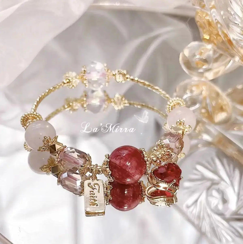 Gentian Stone Crystal Bracelet Blue Sandstone Small Fragrant Gorgeous Court French - Pearl Unique