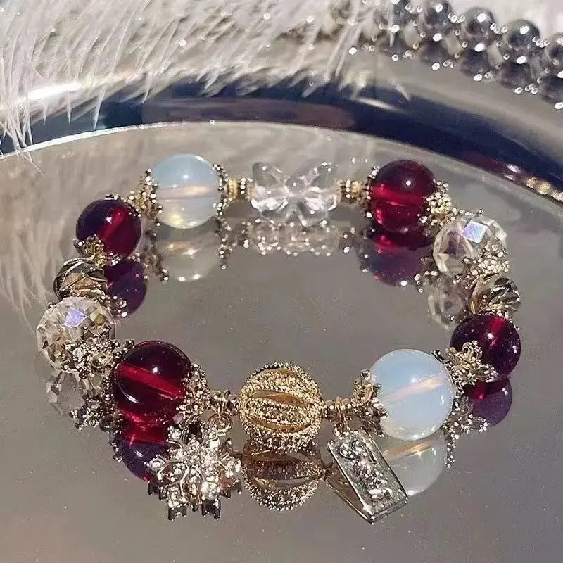 Gentian Stone Crystal Bracelet Blue Sandstone Small Fragrant Gorgeous Court French - Pearl Unique
