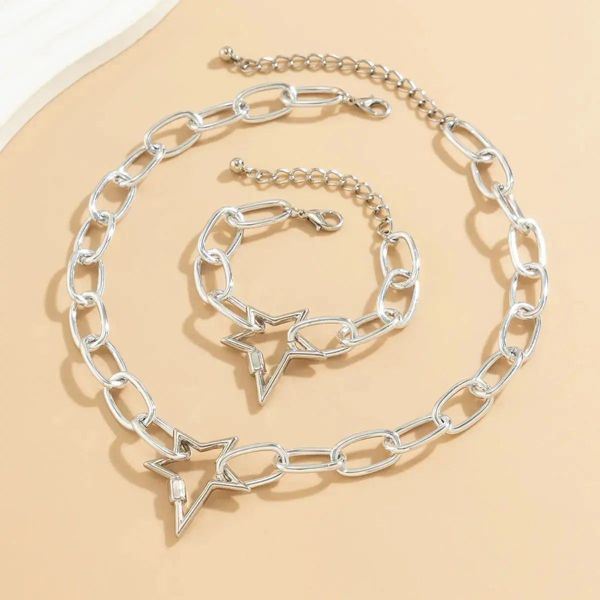 Hip - hop Jewelry Personalized O - chain Metal Jewelry Set, Niche Geometric Versatile Necklace - Pearl Unique