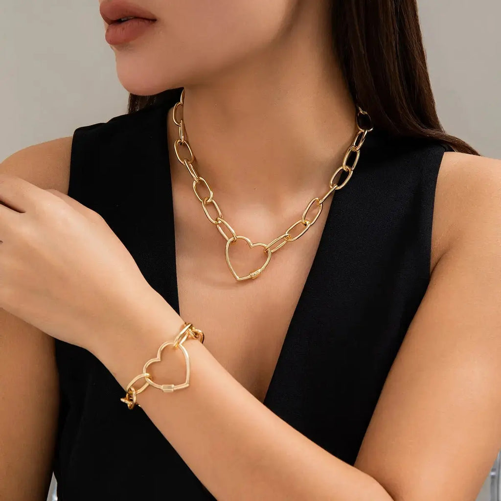 Hip - hop Jewelry Personalized O - chain Metal Jewelry Set, Niche Geometric Versatile Necklace - Pearl Unique