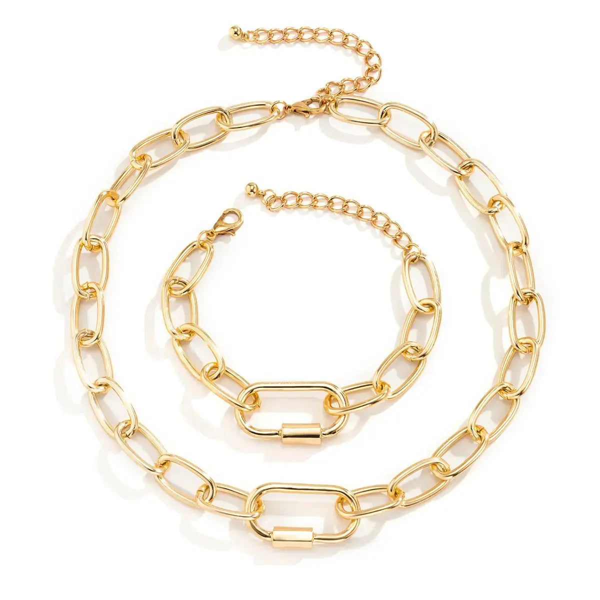 Hip - hop Jewelry Personalized O - chain Metal Jewelry Set, Niche Geometric Versatile Necklace - Pearl Unique