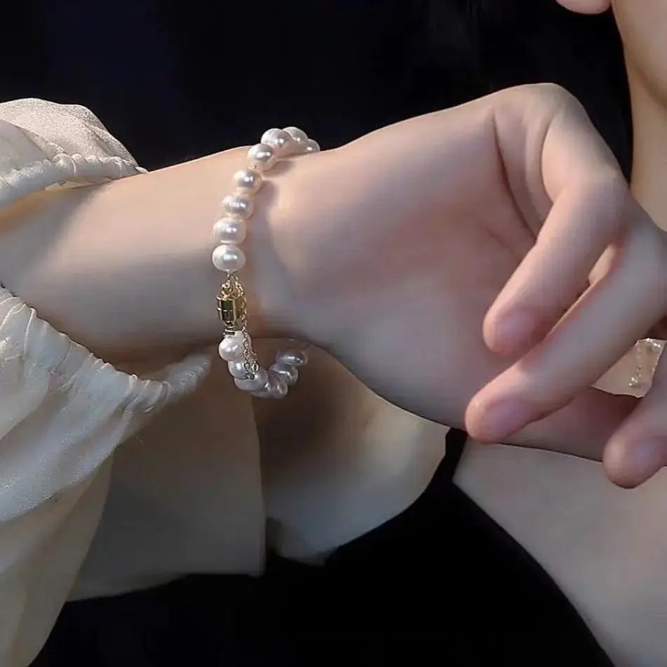Irregular Magnetic Natural Freshwater Baroque Pearl Bracelet - Pearl Unique