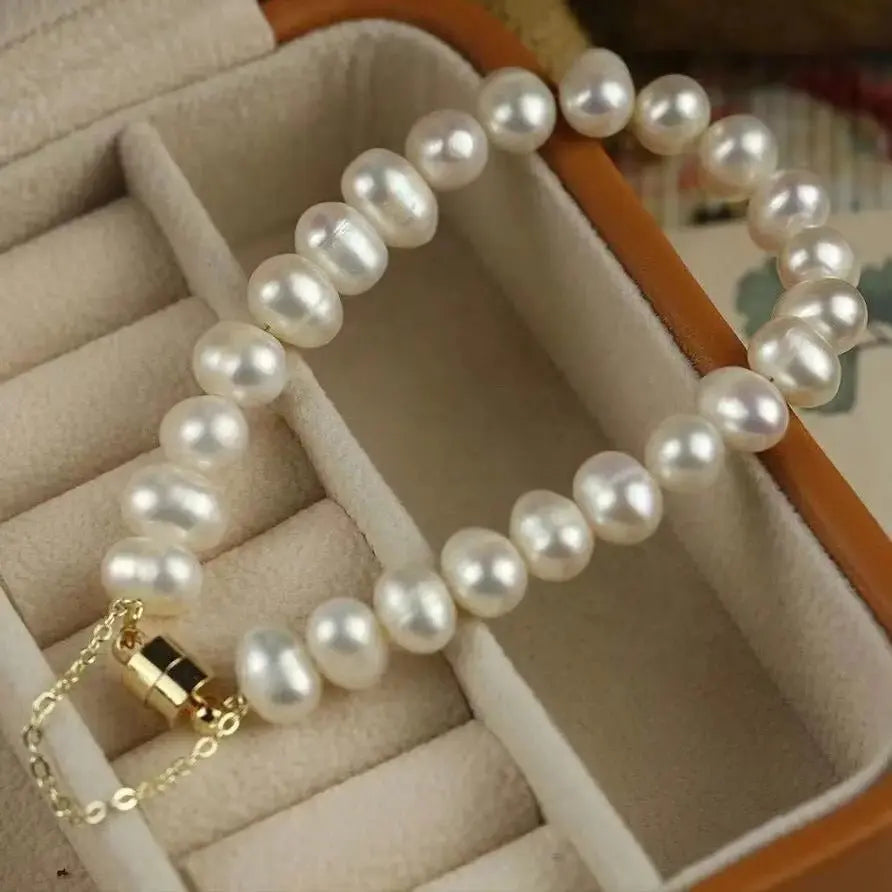Irregular Magnetic Natural Freshwater Baroque Pearl Bracelet - Pearl Unique