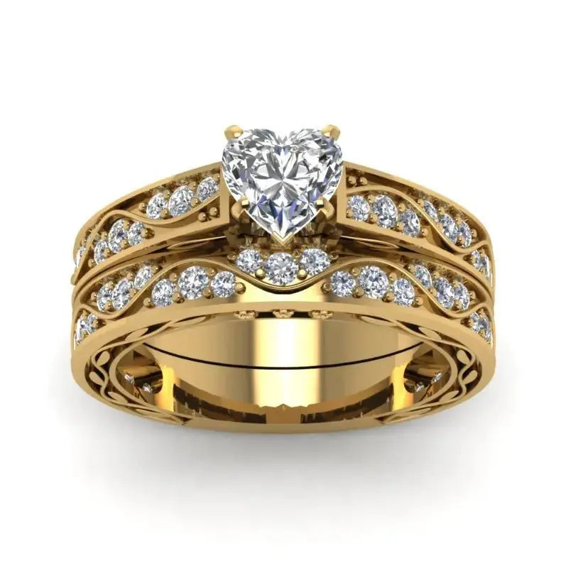 LoveLock Matching Zicornia Diamond Couple Rings - Pearl Unique