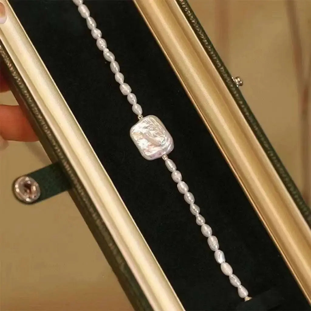 Mini Pearls With Rectangle Baroque Pearl Bracelet - Pearl Unique
